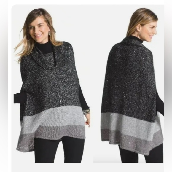 Chico's Jackets & Blazers - CHICOS Colorblock Sparkle Cape Size L/XL